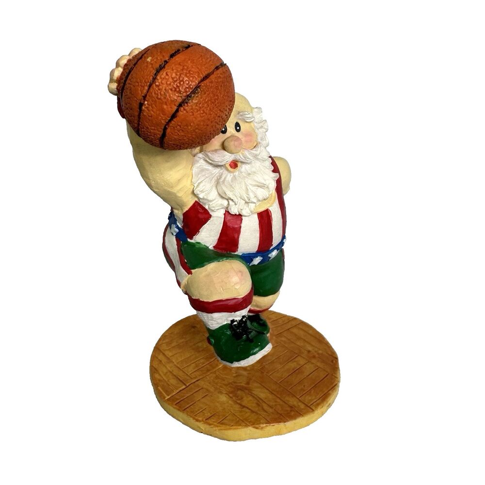 Retro 1990's Basketball Playing Santa 5" Figurine Christmas Red White & Blue - Picture 2 of 7